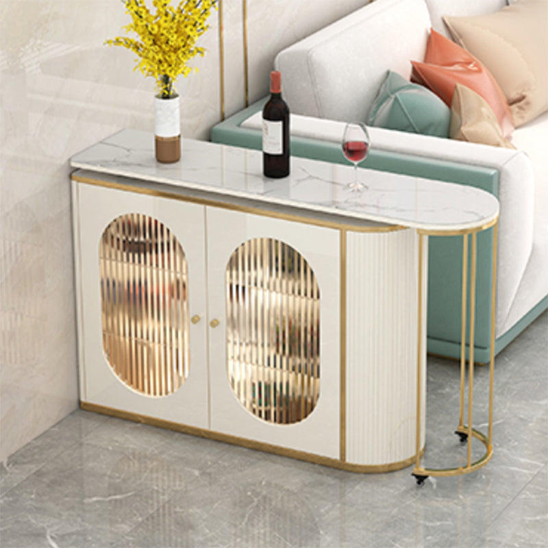 1/2 Pieces Counter Height Pub Set in Gold and White, Oval for Living Room