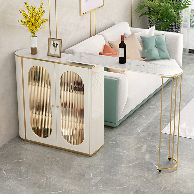 1/2 Pieces Counter Height Pub Set in Gold and White, Oval for Living Room