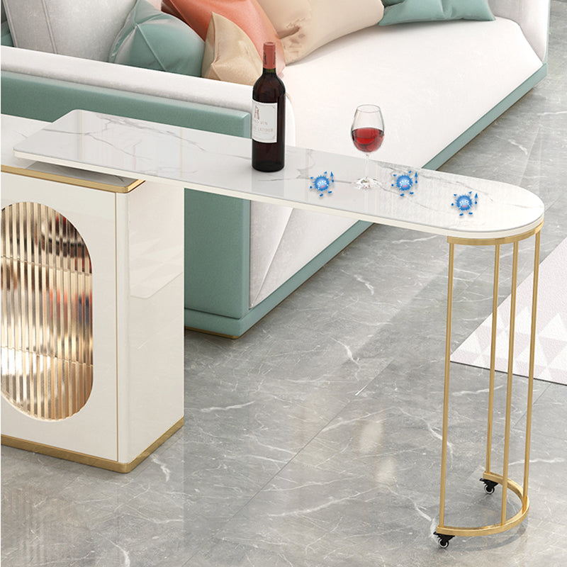 1/2 Pieces Counter Height Pub Set in Gold and White, Oval for Living Room