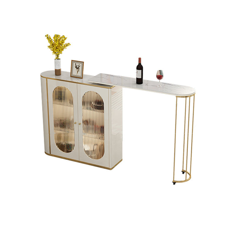 1/2 Pieces Counter Height Pub Set in Gold and White, Oval for Living Room