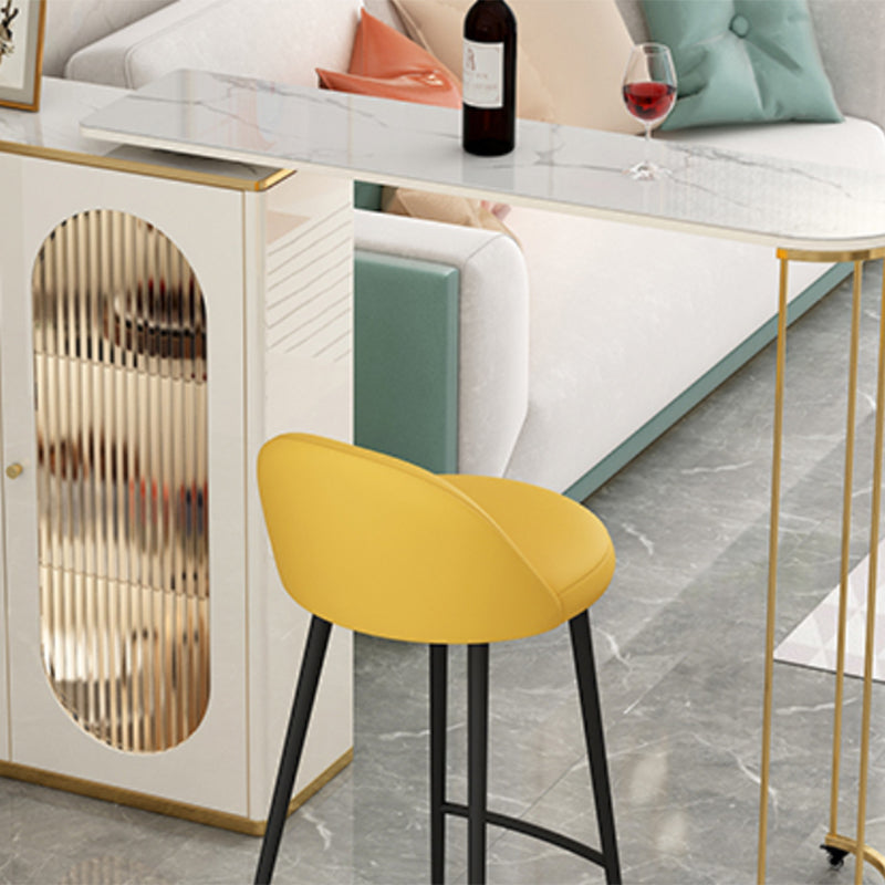 1/2 Pieces Counter Height Pub Set in Gold and White, Oval for Living Room