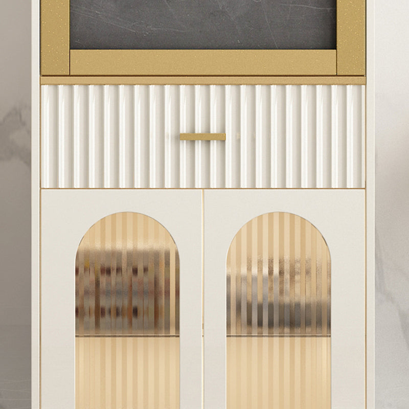 1/2 Pieces Counter Height Pub Set in White and Gold, Rectangular and Modern