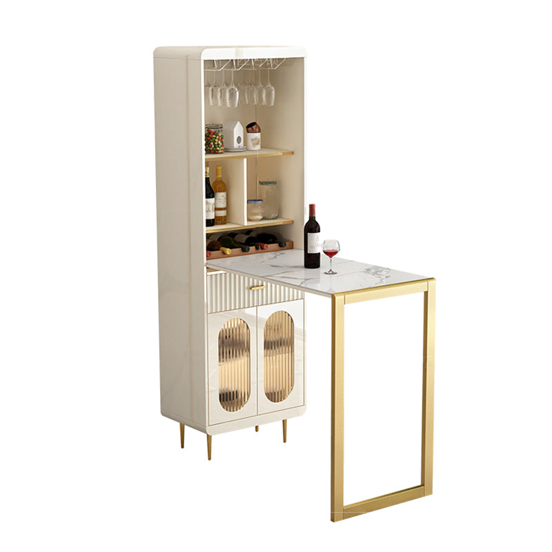 1/2 Pieces Counter Height Pub Set in White and Gold, Rectangular and Modern