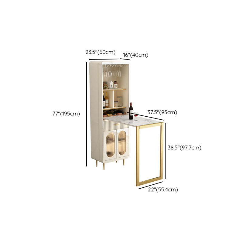 1/2 Pieces Counter Height Pub Set in White and Gold, Rectangular and Modern