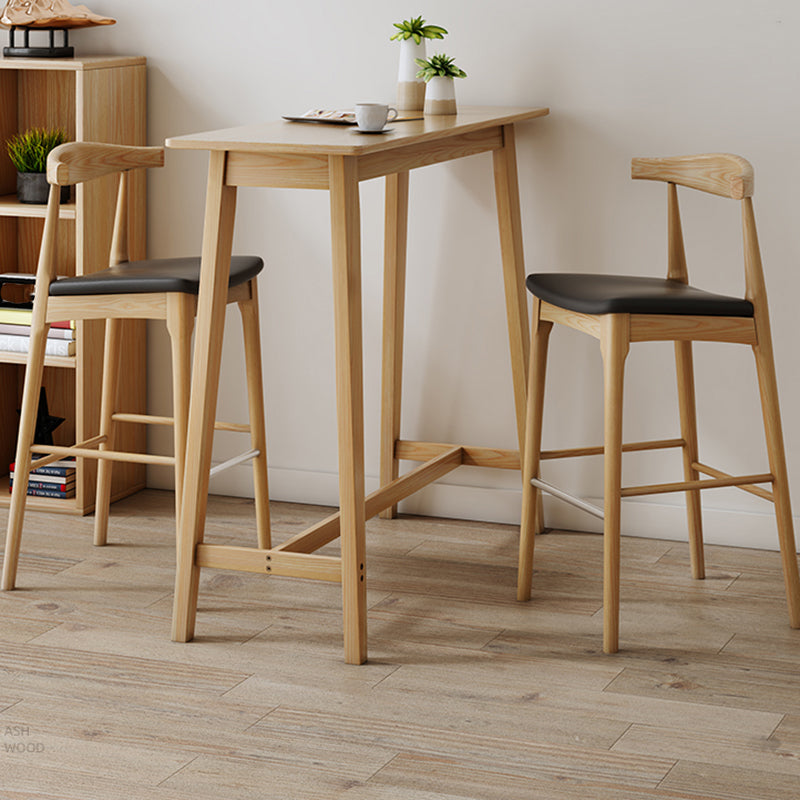 1/2/3 Pieces Counter Height Pub Set in Full Natural with Solid Wood