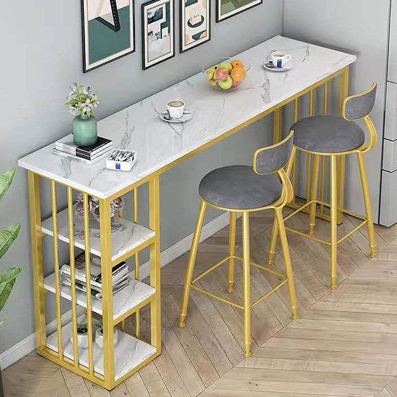 Glam Style Rectangle Wood Bar Height Pub Table for Living Room