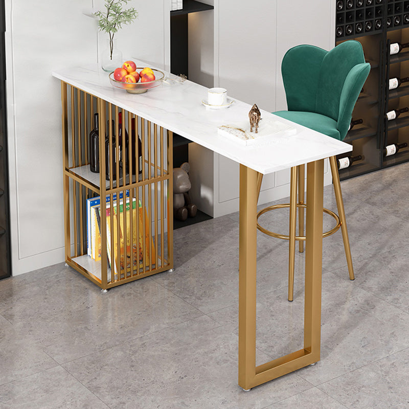 Glam Bar Dining Table White Rectangle Living Room Counter Table