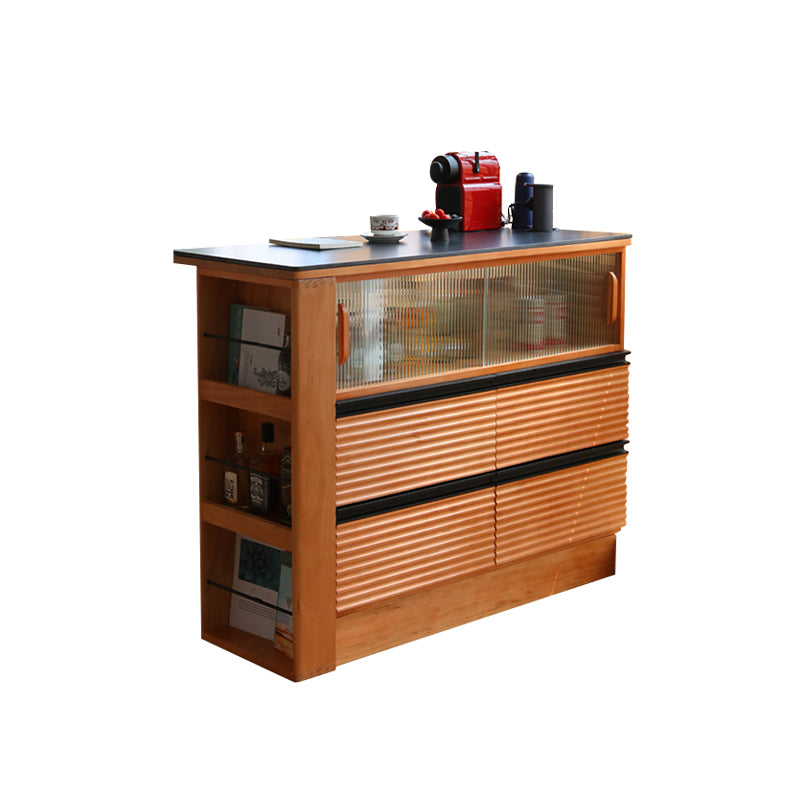 Light Brown Cherry Kitchen Island Table with Drawers for Dining Room