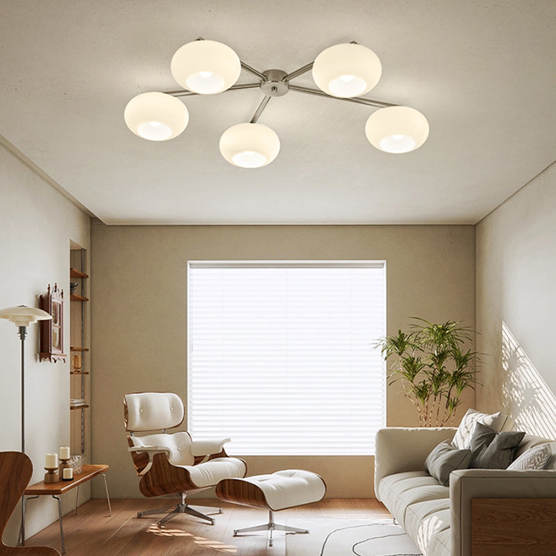 Multi Lights Ceiling Mount Light Modern Style with Glass Shade for Living Room
