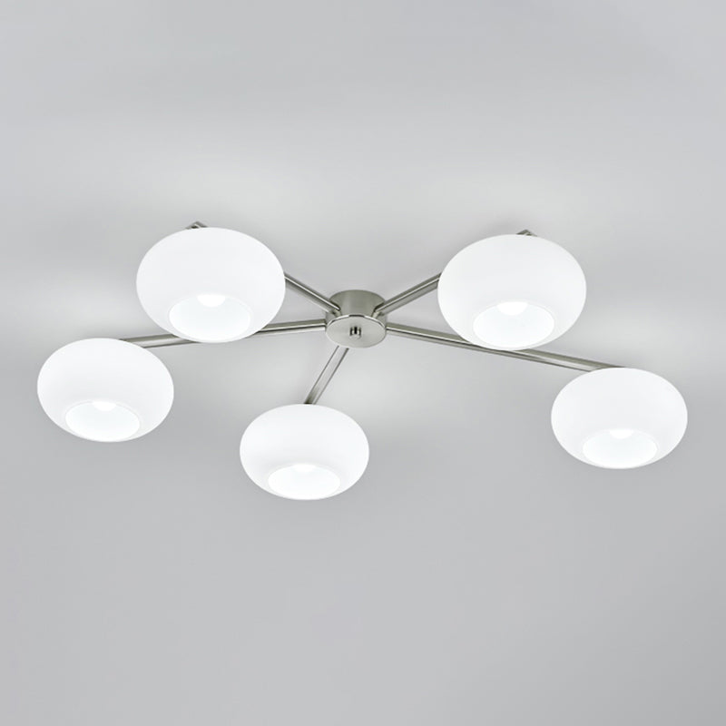 Multi Lights Ceiling Mount Light Modern Style with Glass Shade for Living Room