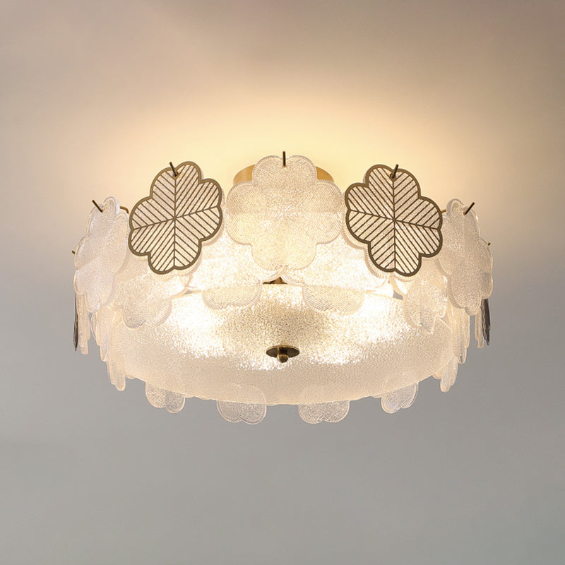 Modern Style Ceiling Mount Light Round with Glass Shade for Bedroom