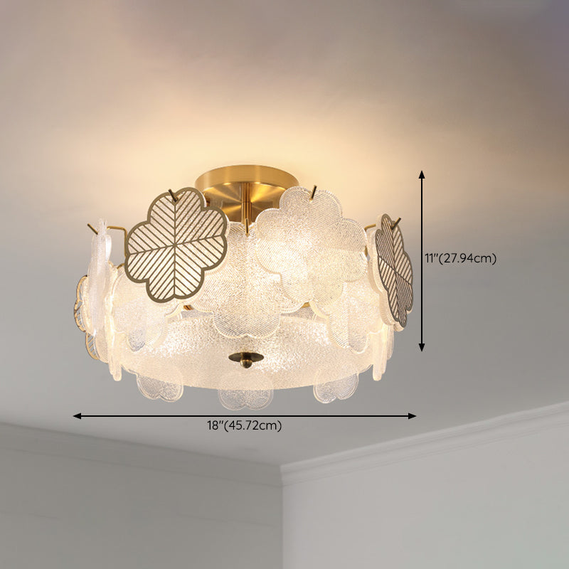 Modern Style Ceiling Mount Light Round with Glass Shade for Bedroom