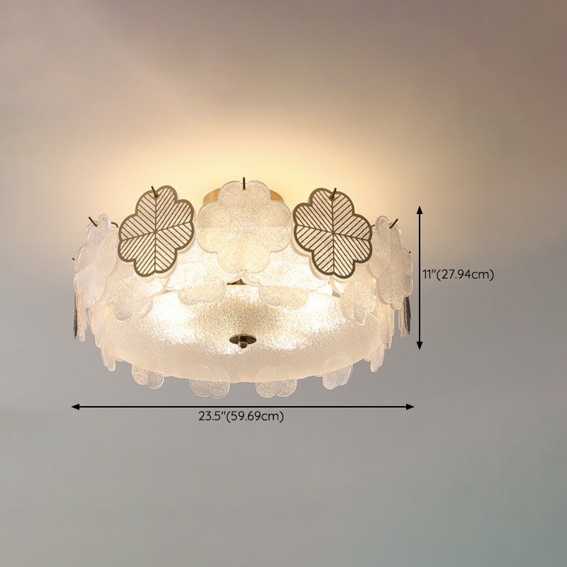 Modern Style Ceiling Mount Light Round with Glass Shade for Bedroom
