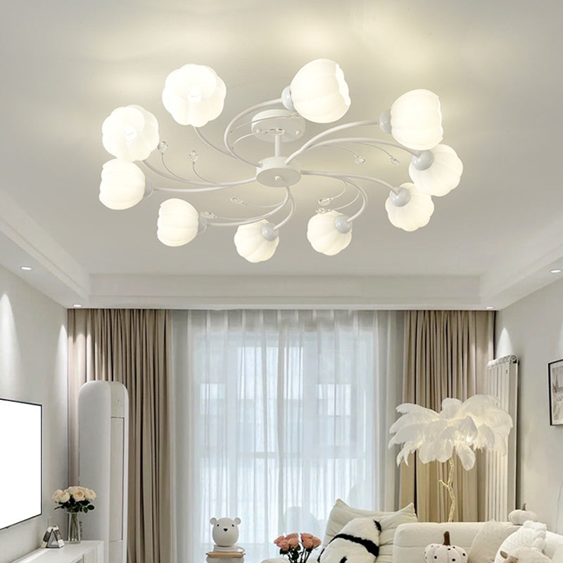 Modern Simple Circle Shape Ceiling Light with Glass Shade for Living Room