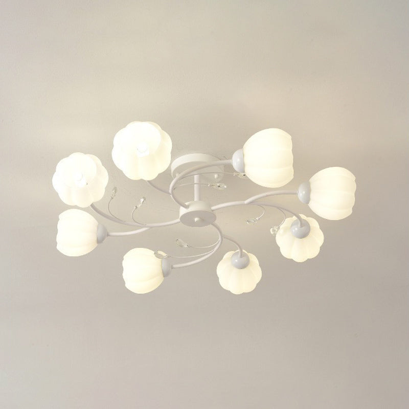 Modern Simple Circle Shape Ceiling Light with Glass Shade for Living Room