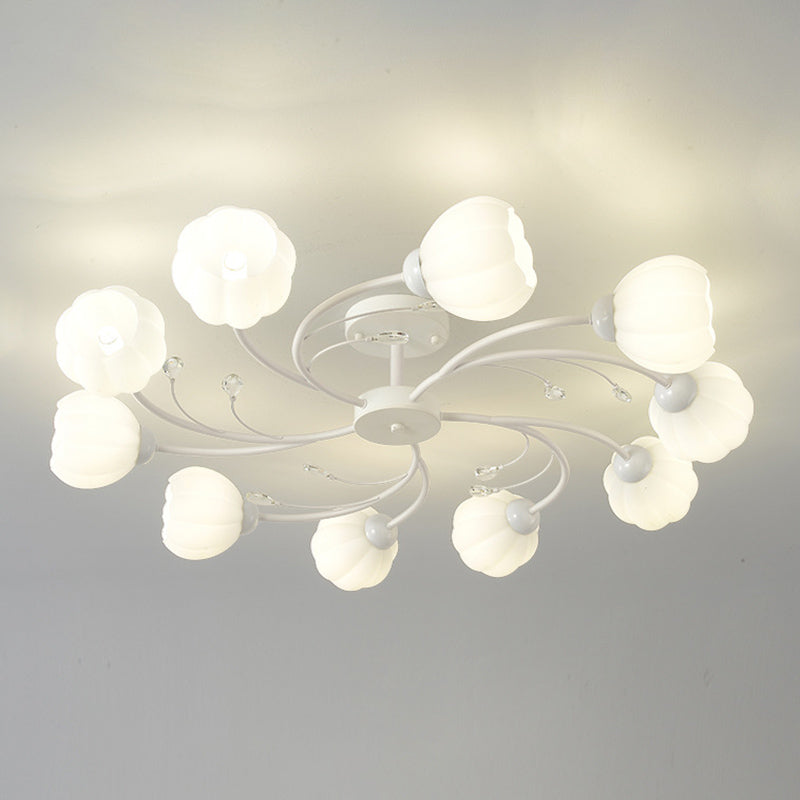 Modern Simple Circle Shape Ceiling Light with Glass Shade for Living Room