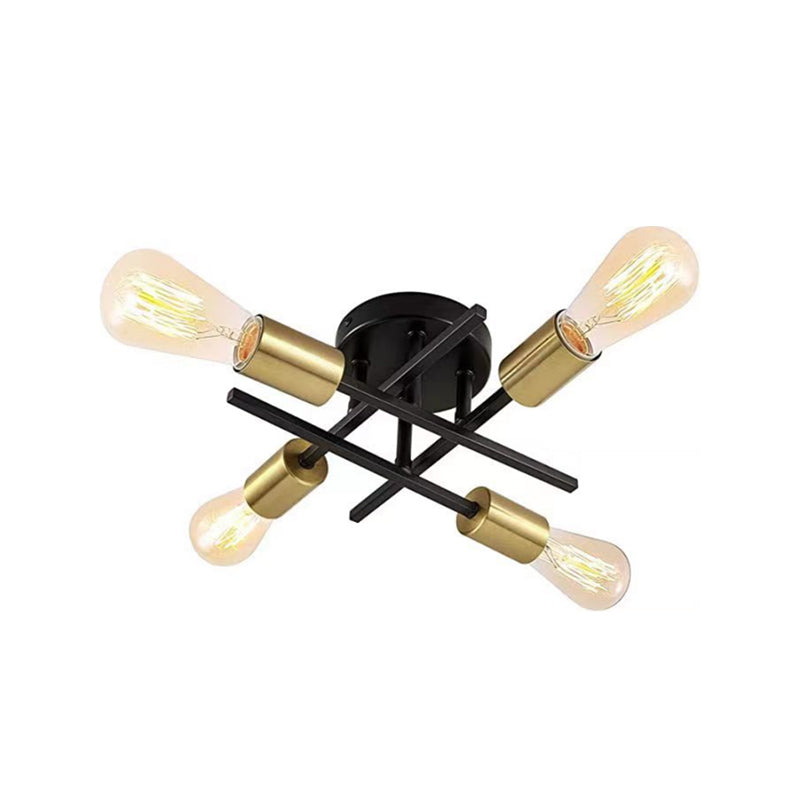 Industrial Style Iron Ceiling Light 4-Lights Stripe Shape for Bedroom