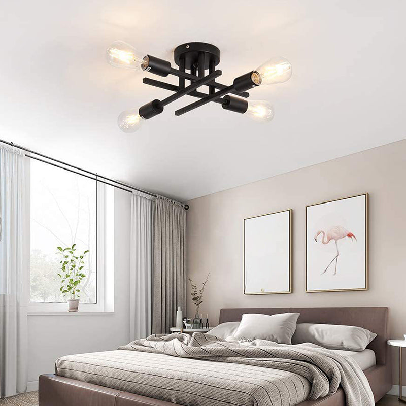 Industrial Style Iron Ceiling Light 4-Lights Stripe Shape for Bedroom