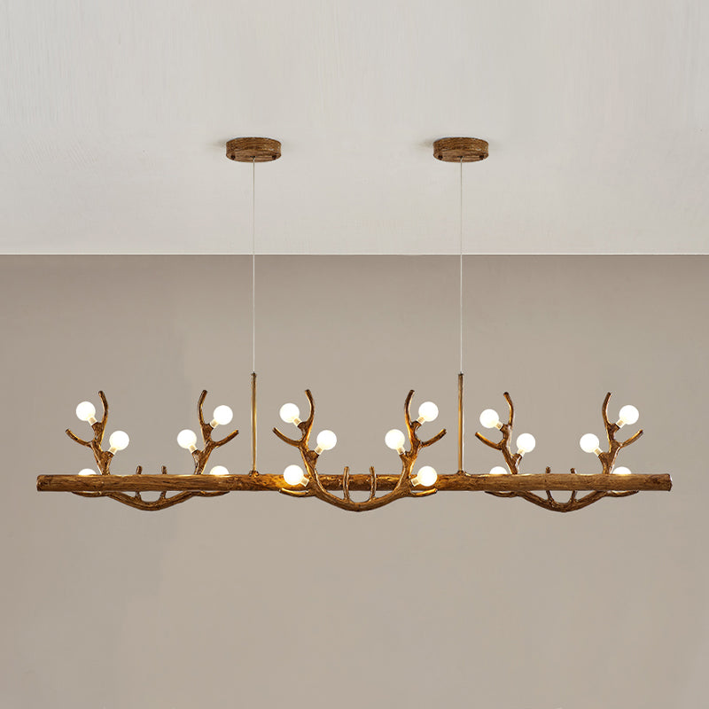 Industrial Multi Head Kitchen Island Fixture Resin and Glass Ceiling Pendant Lighting