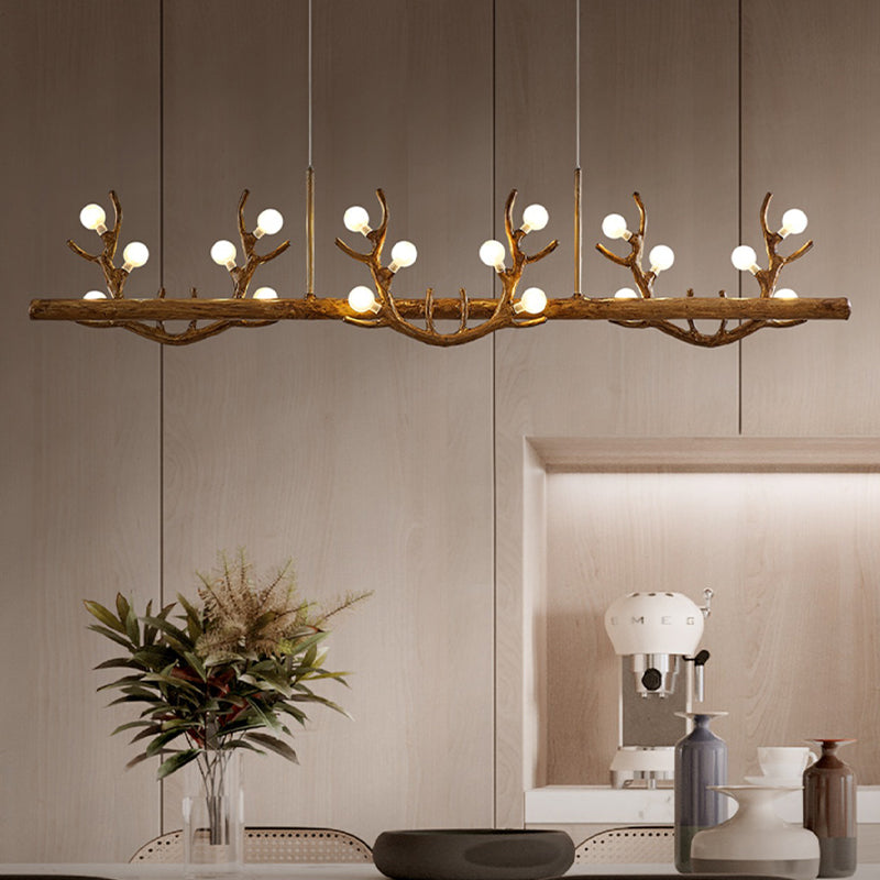 Industrial Multi Head Kitchen Island Fixture Resin and Glass Ceiling Pendant Lighting