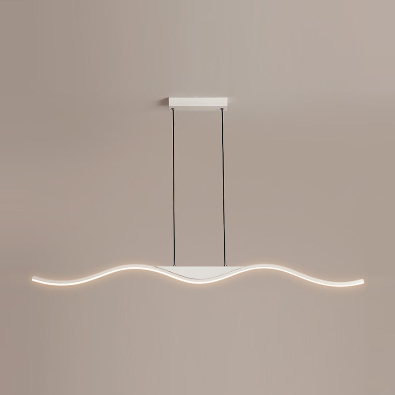 Unique Shape Hanging Lamp Modern Island Chandelier Lights in White Finish for Dining Room