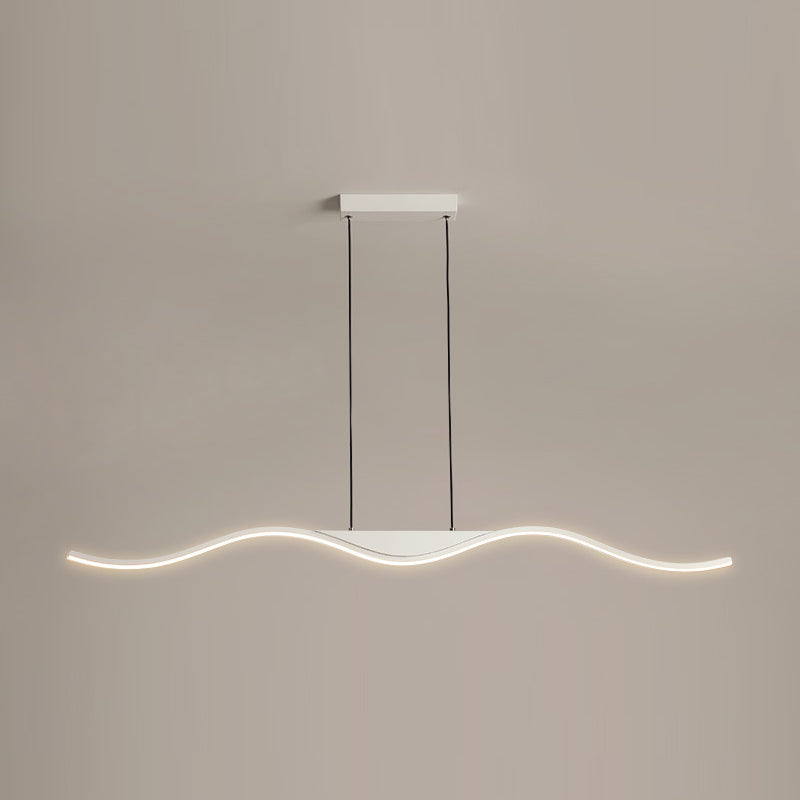 Unique Shape Hanging Lamp Modern Island Chandelier Lights in White Finish for Dining Room