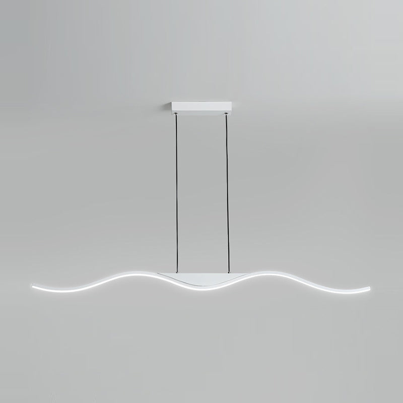 Unique Shape Hanging Lamp Modern Island Chandelier Lights in White Finish for Dining Room