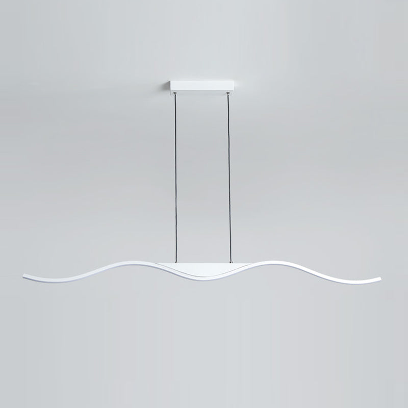 Unique Shape Hanging Lamp Modern Island Chandelier Lights in White Finish for Dining Room