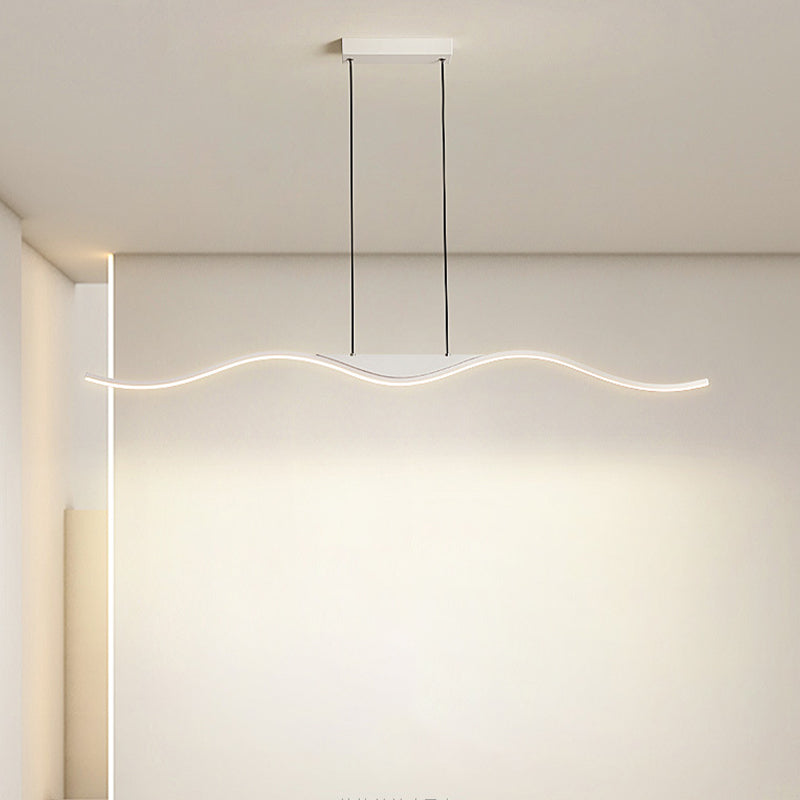 Unique Shape Hanging Lamp Modern Island Chandelier Lights in White Finish for Dining Room