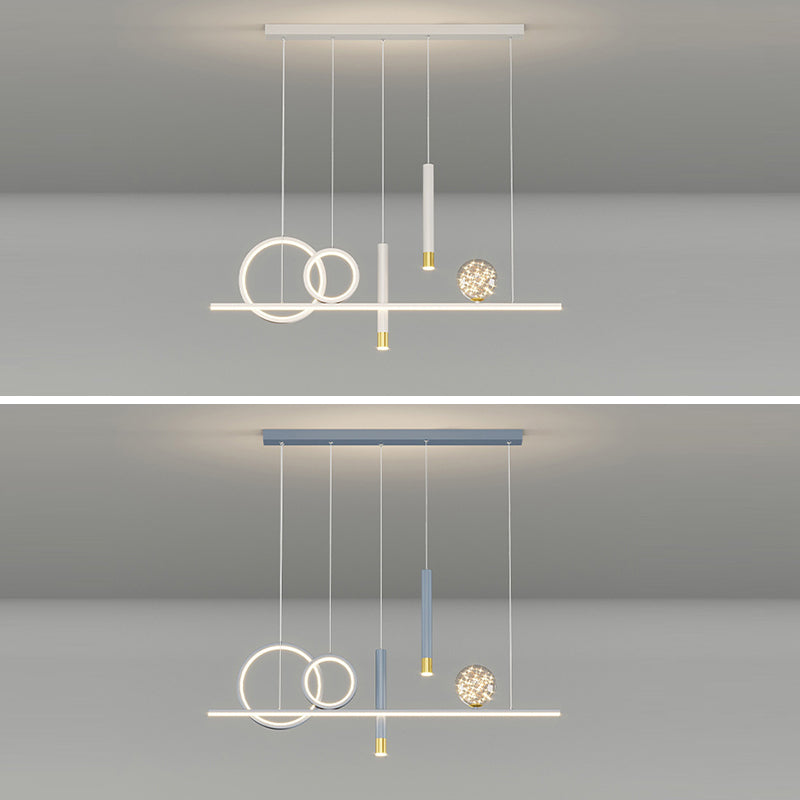 Black/White/Grey Kitchen Island Lighting 6-Light Modern LED Island Pendant Lighting