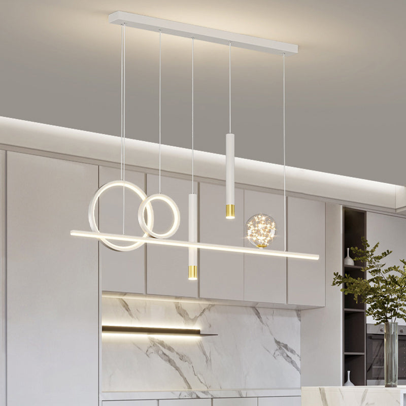 Black/White/Grey Kitchen Island Lighting 6-Light Modern LED Island Pendant Lighting