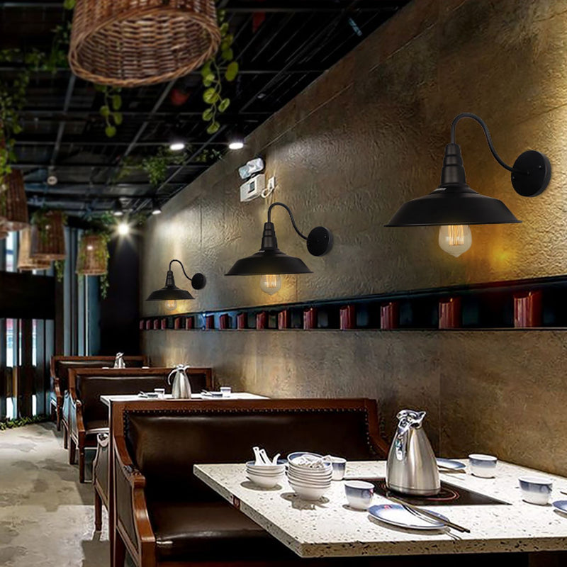 Industrial 1 Light Wall Light Fixture with Metallic Shade for Restaurant