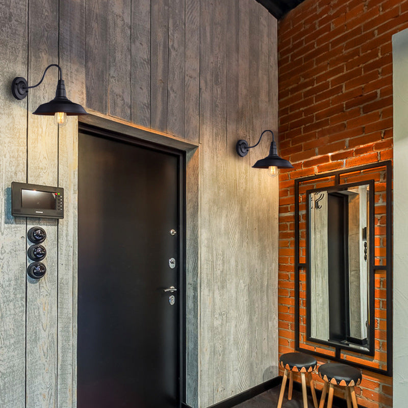 Industrial 1 Light Wall Light Fixture with Metallic Shade for Restaurant