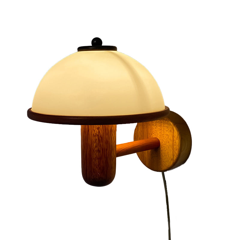 Modern Wooden Wall Lamp Glass Shade Wall Sconce Lighting for Bedroom