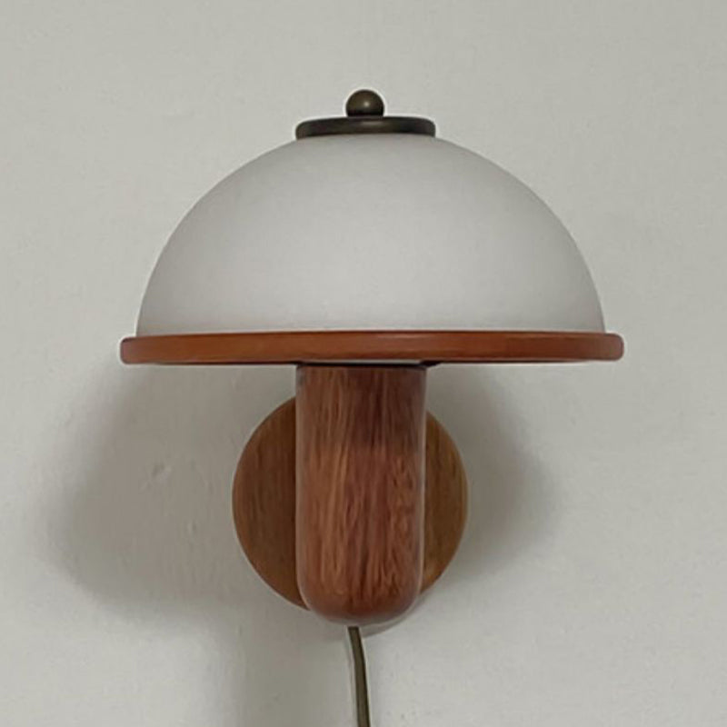 Modern Wooden Wall Lamp Glass Shade Wall Sconce Lighting for Bedroom