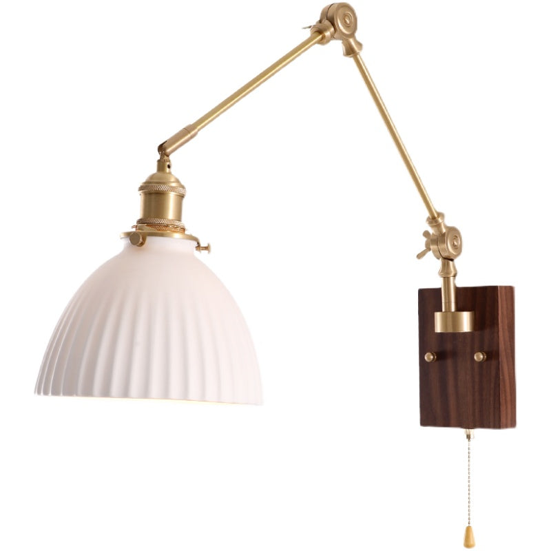 Modern Wall Light Sconce Wooden Wall Light Fixture with Adjustable Arm for Bedroom