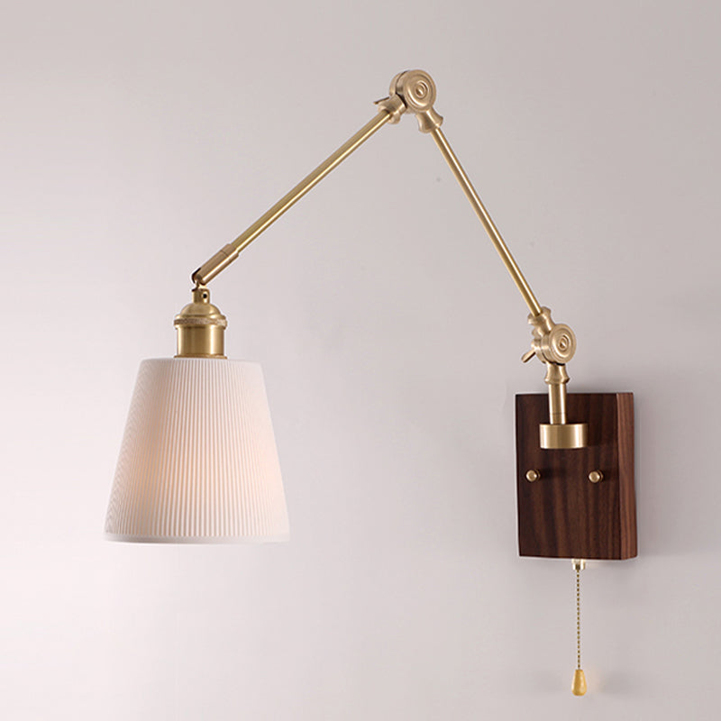 Modern Wall Light Sconce Wooden Wall Light Fixture with Adjustable Arm for Bedroom