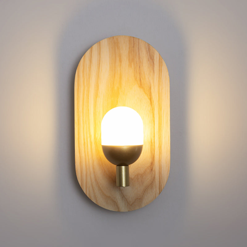 Modern Simple Wooden Wall Light Ellipse Shape Wall Lamp for Living Room