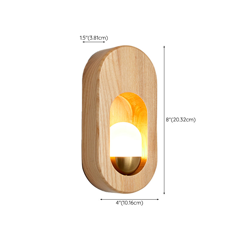 Modern Simple Wooden Wall Light Ellipse Shape Wall Lamp for Living Room