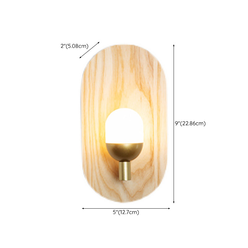 Modern Simple Wooden Wall Light Ellipse Shape Wall Lamp for Living Room