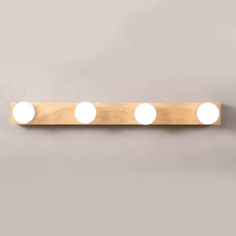 Square Shape Wood Vanity Lights Modern Style 3/4/5 Lights Vanity Light Fixtures in Brown