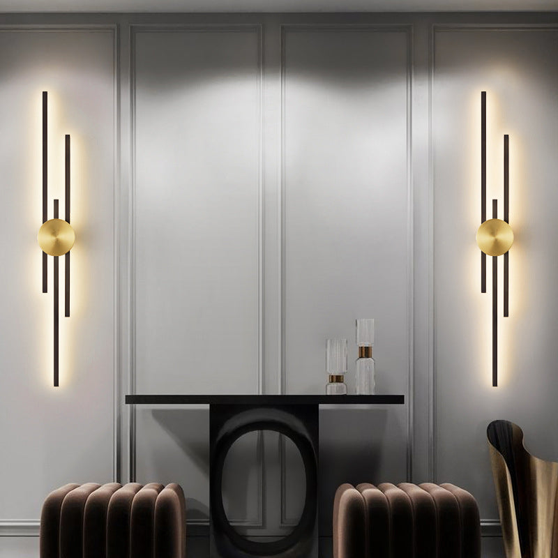 Linear Bathroom Vanity Lighting Brass Bath Sconce in Black & Gold