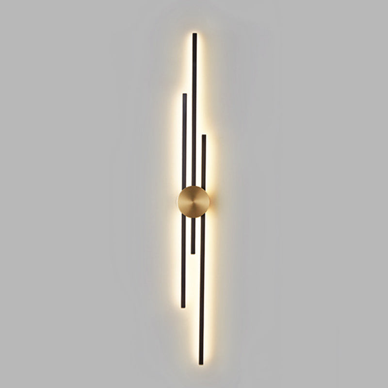 Linear Bathroom Vanity Lighting Brass Bath Sconce in Black & Gold