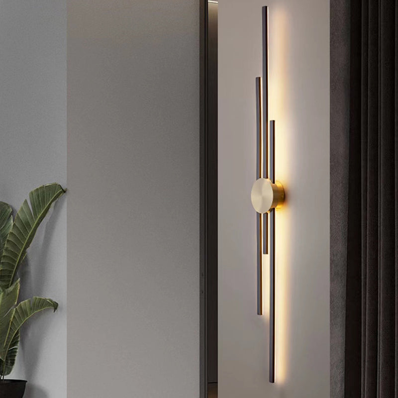 Linear Bathroom Vanity Lighting Brass Bath Sconce in Black & Gold