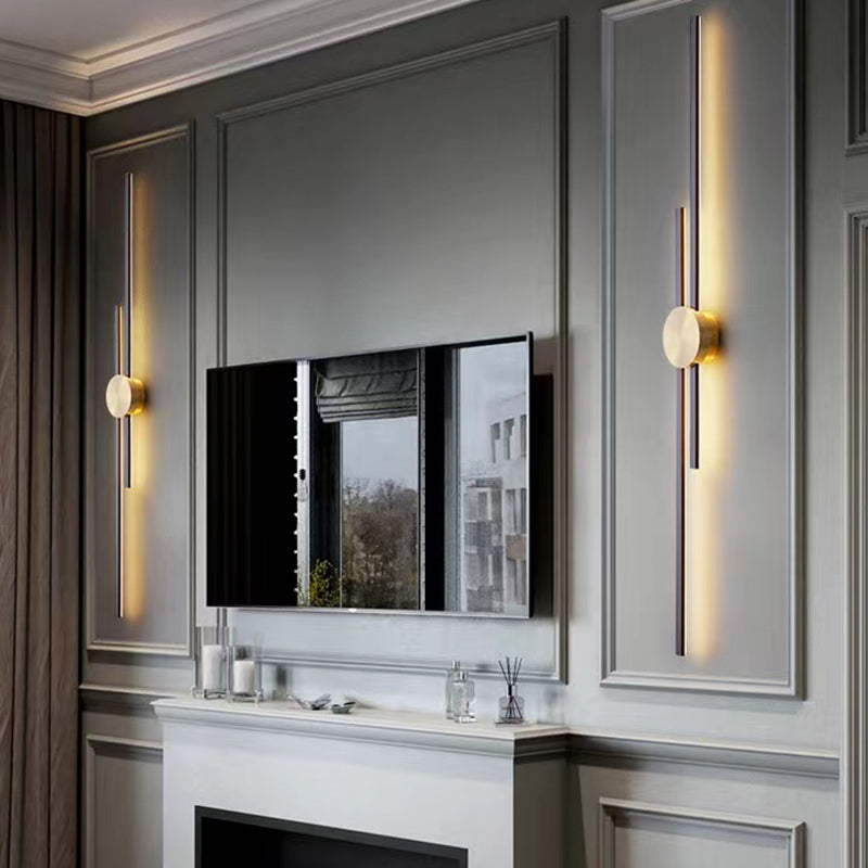 Linear Bathroom Vanity Lighting Brass Bath Sconce in Black & Gold
