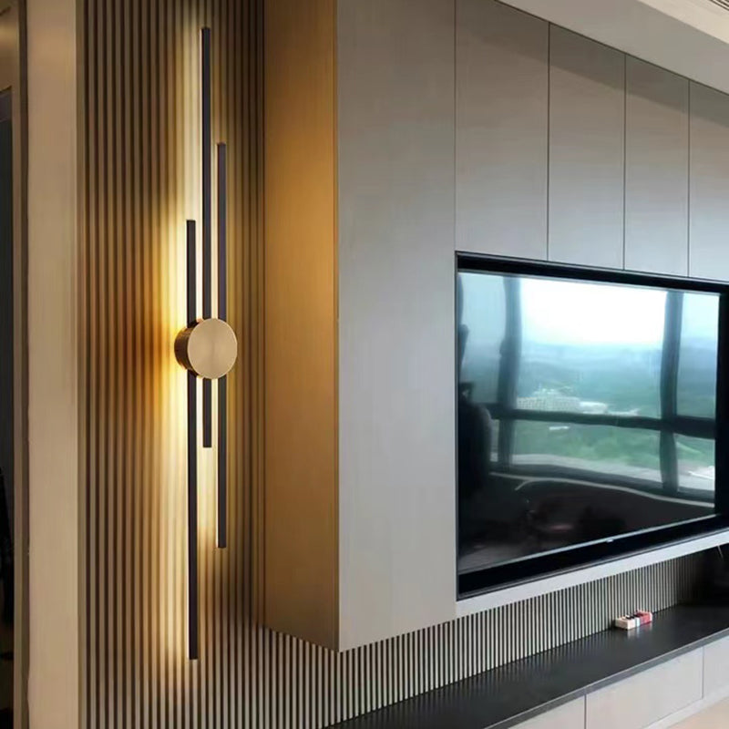 Linear Bathroom Vanity Lighting Brass Bath Sconce in Black & Gold