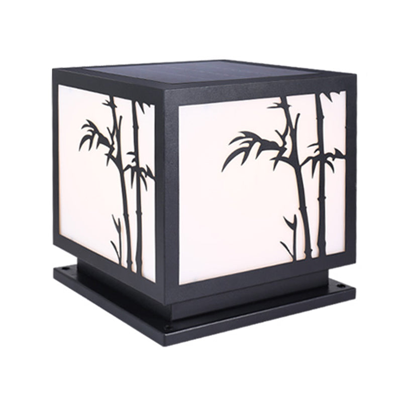 Modern Pillar Lamp Geometric LED Solar Lighting Fixture for Garden