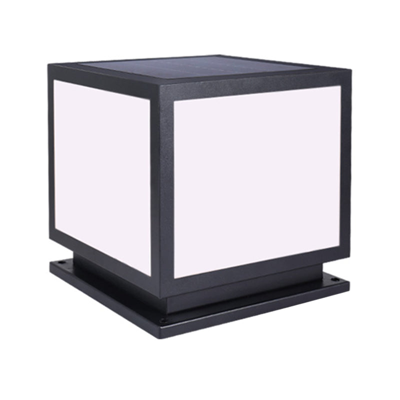 Modern Pillar Lamp Geometric LED Solar Lighting Fixture for Garden