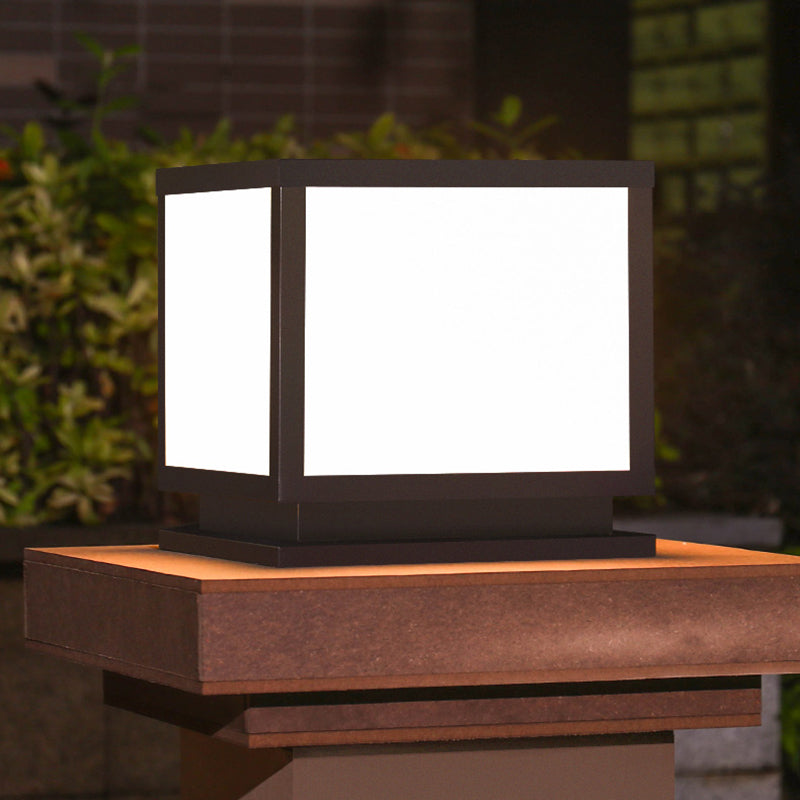 Modern Pillar Lamp Geometric LED Solar Lighting Fixture for Garden