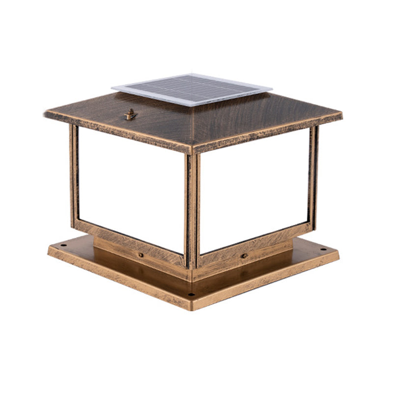 Modern Pillar Lamp Geometric LED Solar Lighting Fixture for Garden